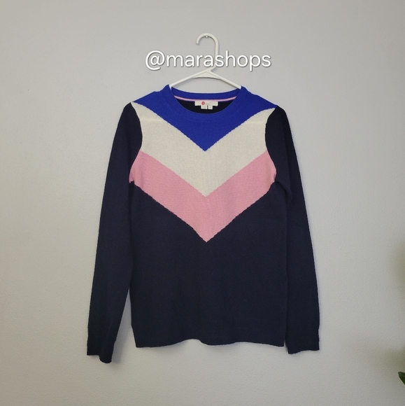 Boden Navy Chevron Cashmere Crew Neck Jumper Sweater - Picture 3 of 7